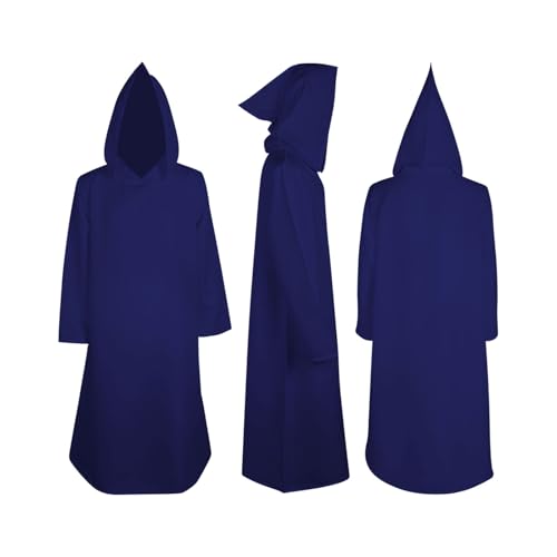 Boys Girls Halloween 𝐂ostume Cloak Cape Witch Hoodie Open Front Plain Cape Holiday Party Trendy (Navy, 3-4 Years)