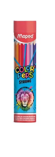 Maped – Lápices de colores fuertes Color'Peps – 24 lápices para colorear ultra resistentes y ergonómicos – Tubo de metal