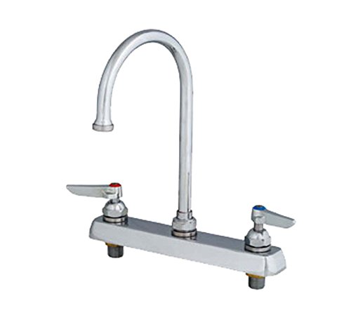 T&S Brass B-1142-XS Work Board Faucet, Deck Mount, 8 Centers, Swivel Gooseneck, Lever Handles, 2 Shanks