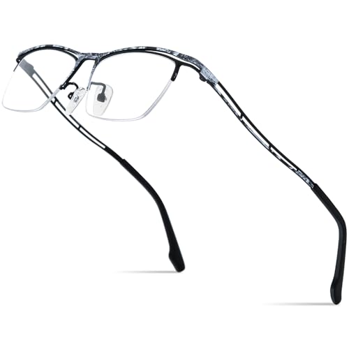Image of FONEX Colorful Pure Titanium Glasses Frame Men Semi Rimless Square Eyeglasses Eyewear