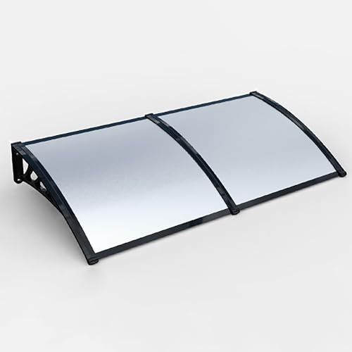 Auvent de porte en polycarbonate marron ultra résistant avec support noir rigide