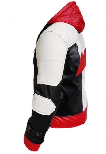 Image of Men's White Faux Leather Motorcycle Vest with Red Emblem - Only Vest
