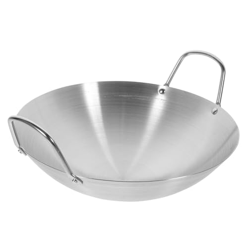 Wok de acero inoxidable fondo redondo con doble asa miniatura 1