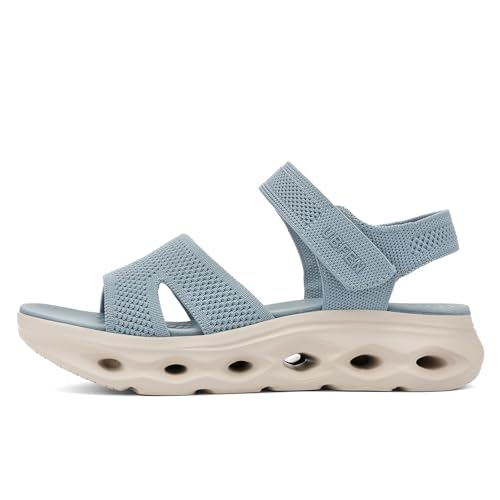 Image of UBFEN Womens Comfortable Walking Sandals with Cushioned Sole | Non-Slip Rocker Bottom, Arch Support, Adjustable Straps, Lightweight Water Sport Platform Summer