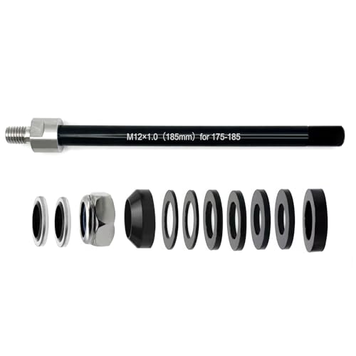 Jexobox Universal Thru Axle Trailer Hitch Adapter for Thule Bikes - Adjustable M12x1.0/1.5/1.75 Axle (157-192mm), 304 Stainless Steel & 6061-T6 Aluminum Shaft (M12x1.0?185mm? 175-185)