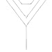 DAOCHONG Multicouche Collier S925 Sterling Argent Triangle Bar Triple Chaîne Ras du Cou Y Lariat Colliers Cadeau d'anniversaire pour Femmes Filles