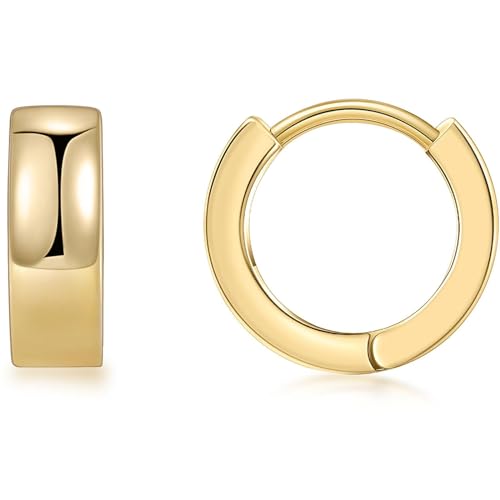 Gacimy Gold Huggie Earrings for Women 14K Real Gold Plated, 4mm Thick Small Gold Hoop Earrings Cartilage Ear Cuff for Women