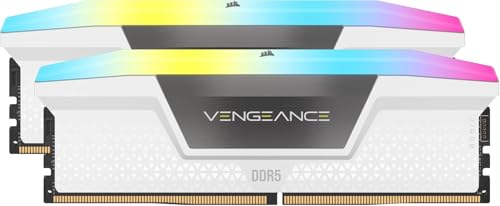 CORSAIR Vengeance RGB DDR5 RAM 64GB (2x32GB) 6000MHz CL30-36-36-76 1.4V AMD Expo &amp; Intel XMP Desktop Computer Memory - White (CMH64GX5M2B6000Z30W)