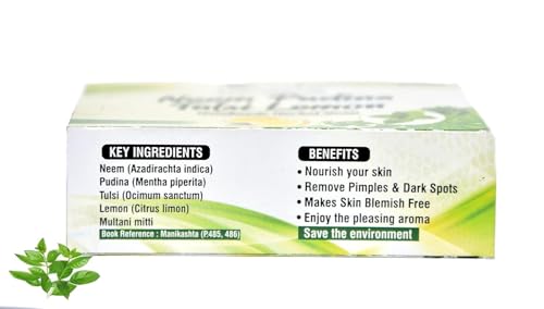 Image of Payal's Neem Pudina Tulsi Lemon Handmade Herbal Soaps | Set of 5 (100g Each) | Natural Bathing Bars for Deep Cleansing, Refreshing Skin Care | Chemical-Free