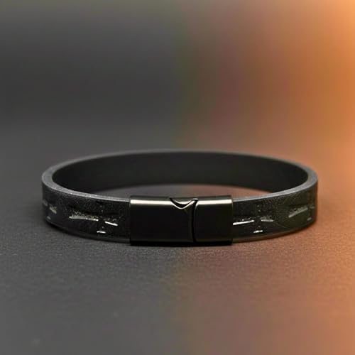 Image of THE MEN THING Leather Bracelet for Men - American Style Genuine Leather Multi-Layer Braided Bracelet with 100% Stainless Steel Magnetic Buckle for Men & Boys (8 inch)