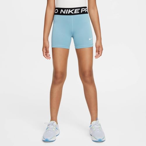 Image of Nike Girls' Pro Shorts (Little Big Kid), Denim Turq /White