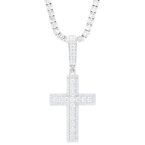 Collier croix pour hommes en argent massif idée cadeau idéal anniversaire et fêtes mode hip hop