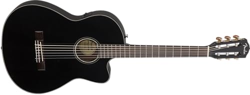 Image of Fender CN-140SCE Thinline Concert Nylon String Acoustic Guitar, with 2-Year Warranty, Black, with Case