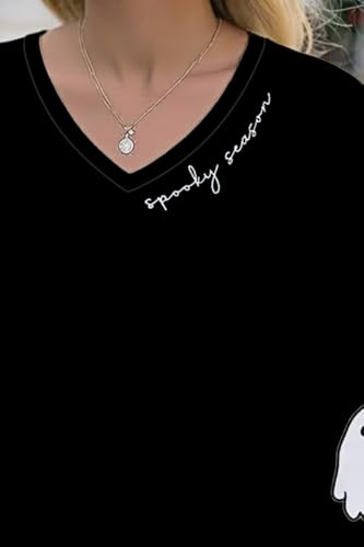 Casual V Neck Shirt for Women Funny Letter Graphic Long Sleeve Tee Holiday Party Family Matching Tops3