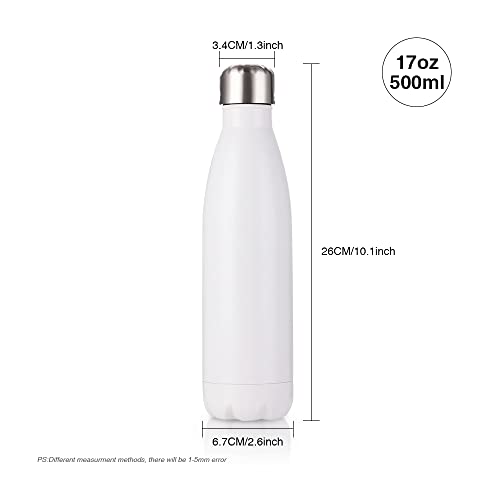PYD Life 17 OZ Sublimation Sports Water Bottles Blanks White Stainless Steel Tumbler Vacuum Flasks with Lid for Tumbler Heat Press Sublimation Oven Printing 4 Pack