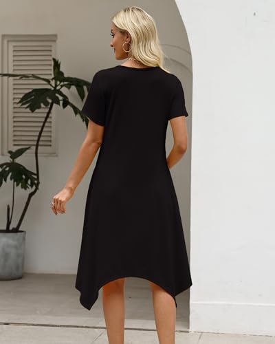 Image of COSSEN Women's 2026 Summer Midi Dress Crew Neck Short Sleeve