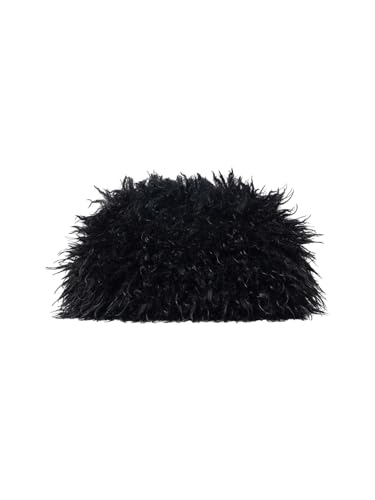 Verdusa Womens Fuzzy Handbags Clutch Purses Y2k Furry Plush Evening Bags Black One Size