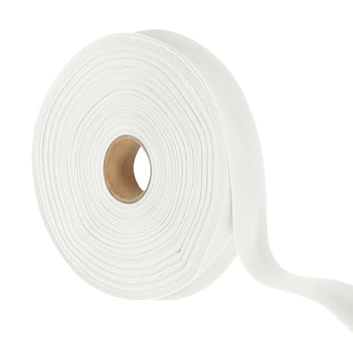 YELARXI Double Fold Bias Tape for Sewing Quilt Binding Cotton Bias Tape Double Fold 1 Inch 25 Yards Fit for Hemming Seaming DIY Crafts Piping - (White)