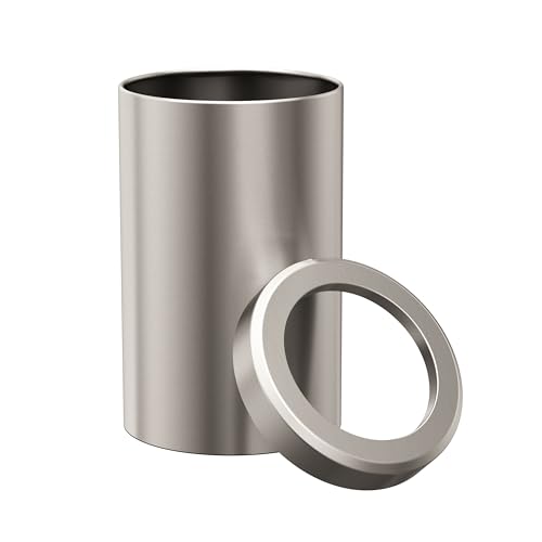 Image of Gatco Small Bathroom Trash Can with Lid, Round 3 Gallon Stainless Steel Wastebasket, Under Sink, Satin Nickel, for Bathroom, Bedroom, Office (1911)
