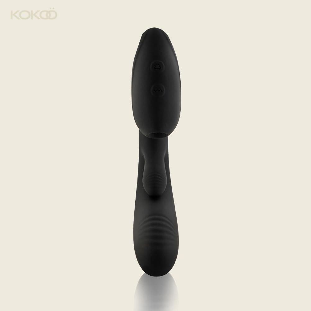 Kokoö Triplo Vibratore con Stimolazione del Clitoride e del Punto G Gina | 5 Modalità di Potenza, 10 Modelli di Vibrazione | Silicone morbido, ricaricabile tramite USB | Resistente all'acqua (Nero)