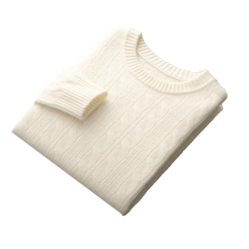 Men's Winter 100% Merino Wool Cashmere Sweater Round Neck Knitted Pullover Business Casual Knitted Clothing Top