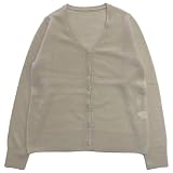 [こどもじかん] カシミヤ 100% カーディガン レディース セーター Ｖネック ニット カシミア 丸首 長袖 ミセス オシャレ おばあちゃん 服 おしゃれ 敬老の日 プレゼント(グレージュ L（Vネック）)