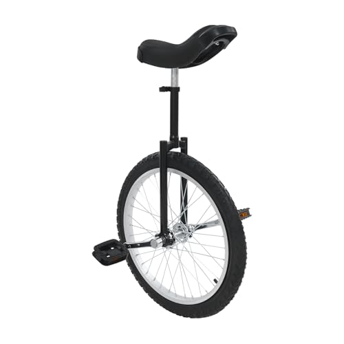 20 Inch Wheel Unicycle with Aluminum Alloy Rim, Adjustable Height, Unicycle One Wheel Bike for Adults Beginner Fitness Exercise Balance Training Talent Shows, for People 5.09-5.74ftTall (Black)
