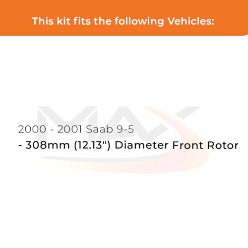 Image of Max Advanced Brakes Front & Rear Brake Kit Compatible With 2000 2001 Saab 9-5 w /12.13 inch Front Rotor Replacement Premium OE Disc Brake Rotors and Ceramic Brake Pads