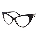 VINTAGE Women Sexy Cat Eye Oversized Frame Clear Lens Eye Glasses BLACK