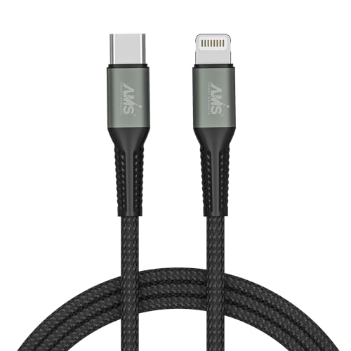 Image of AMS 65 Watt Lightning Cable 1 m Fast Charging Cable Compatible with i Phones /Tablets, 480mbps Data Transfer Speed (Compatible with iPod, iPad Mini, iPhone 5 /5s /5c /SE /6 /6s /plus, Black, One Cable)