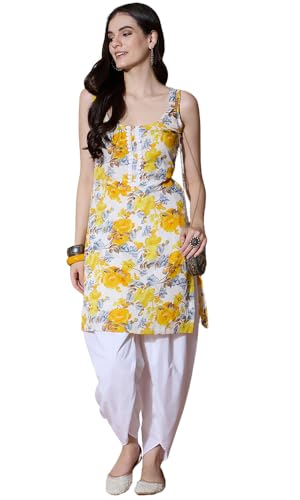 Image of Women's Yellow Floral Print Sleeveless, Coord, Set