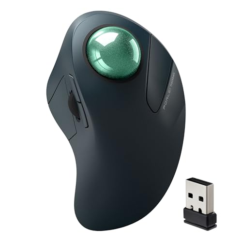 Image of Ergonomic Wireless Trackball Mouse for Wrist Comfort, Bluetooth & USB Receiver, Rechargeable Rollerball Mouse with 44mm Index Finger Trackball, 5 DPI Levels, Multi-Device for PC, Mac, Laptop