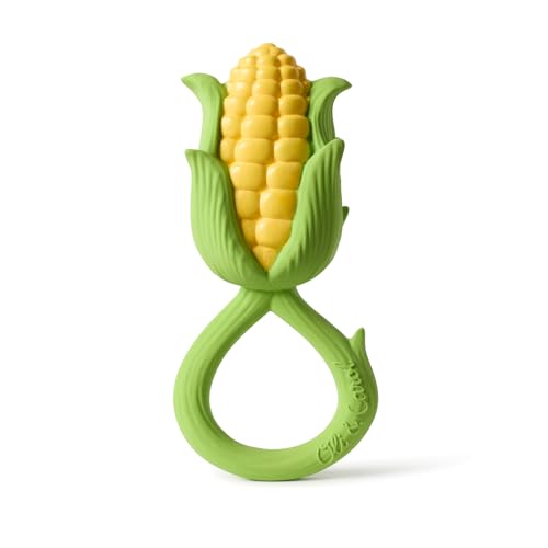 Oli & Carol - Sonajero y mordedor para bebé de caucho natural - Regalo para bebé 0 3 6 meses, 1 año - Corn Oli & Carol - Sonajero y mordedor para bebé de caucho natural - Regalo para bebé 0 3 6 meses, 1 año - Corn