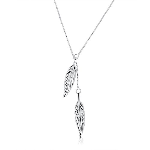 Preisvergleich Produktbild Damen-Halskette mit Doppel-Feder-Anhänger, Schmuck, Accessoires