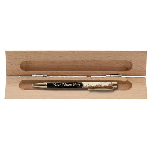 Image of Personalized Pen with Name Engraved I Metal Classy Customized Roller Ball Pens I Comfortable to Hold & Write I Gift for Men & Women Birthday Corporate Gifting (Gold Flake Pen)