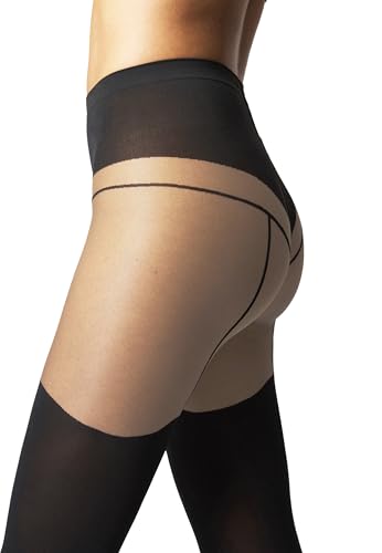 Wolford Garter Belt Tights For Women 40 Denier Sheer-Opaque Matte Pantyhose With Soft Knitted Waistband Circular Knit Design3
