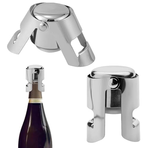 Champagne Stoppers Set of 2 Airtight Seal for Sparkling Wine Bottles Reusable Stainless Steel Closures