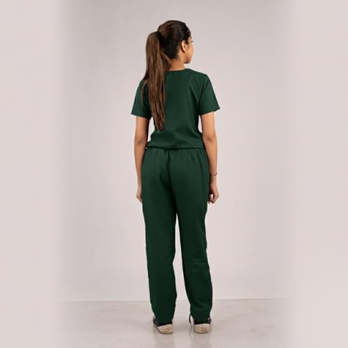 Image of MEDTOGS Everyday Women's New Gen Scrub Suit, Surgical Green, V-Neck Top and Bottom Set with Utility Sleev Pockets, Premium and Comfortable Medical Uniform