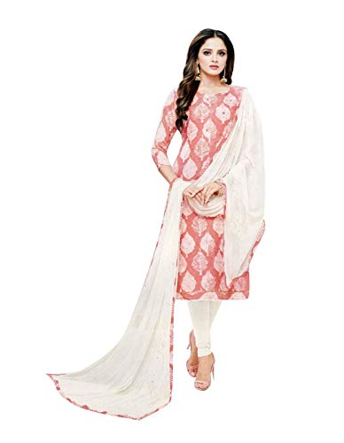 ladyline Rayon Ethnic Printed Hand-Worked Salwar Kameez Ready to Wear Indian Dress (Size_34/ Peach)