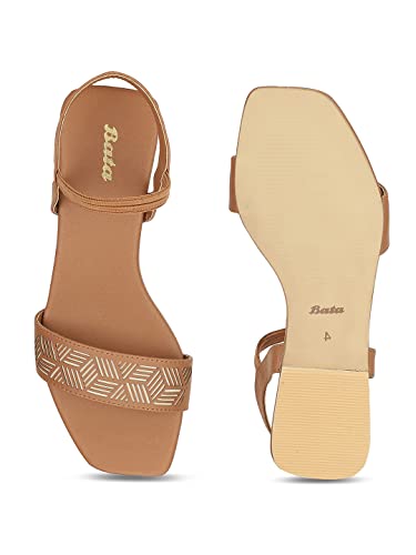 Image of Bata Women SANSA SANDAL Flats, Light Brown, (5613339)