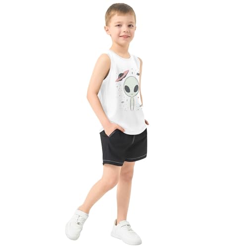 Boys Tank Top Shirts Alien and UFO Cartoon Sleeveless T-Shirts Crew Neck for Kids Clothing Children4