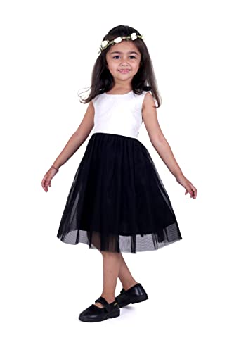 Image of TAGAS Baby-Girl's Valantino & Net Fit and Flare Standard Length Dress (KD-405-PINK-7 Pink 7 8 Years)