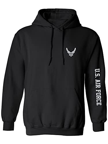 zerogravitee U.S. Air Force Grey Sleeve Print Adult Hooded Sweatshirt
