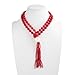 QUMAOJEW Chunky Beaded Necklace for Women Acrylic Round Beaded Chain Tassel Necklace Chunky Layered Long Necklaces Fashion Boho Jewelry(red)