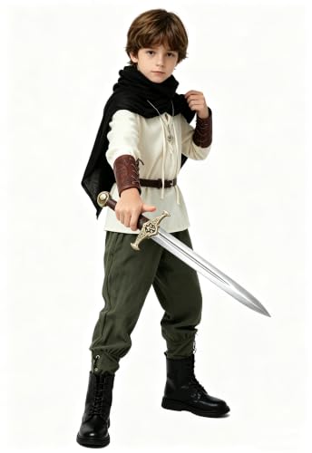 Image of 8 Pcs Medieval Costume for Boys Renaissance Viking Pirate Tunic Outfit for Kids