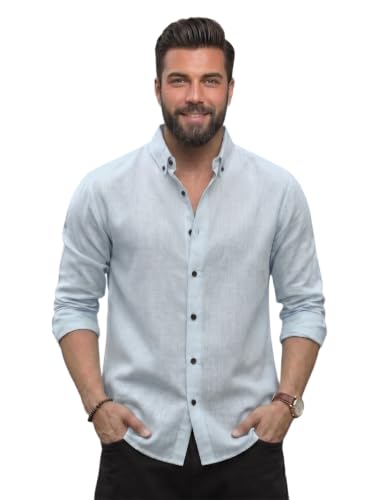 Image of NexaFlair Men's Regular Fit Solid Pattern Laffer Cotton Shirt with Long Sleeve Collared Neck Standard Length and Button Down Closure Type | Mens Casual Shirts | Man's Formal Shirts