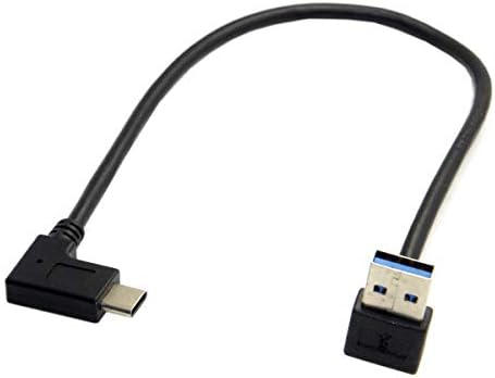 JSER Reversible USB 3.1 USB-C Right Angled to 90 Degree Up Angled A Male Data Cable for Tablet Mobile Phone (30cm)