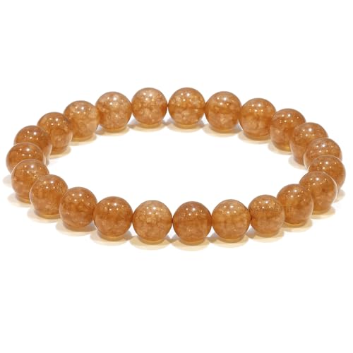 Image of ANAYA AGATE Sunstone Bracelet, Natural Healing Crystal Bracelet for Women and Men, 8mm Round Beaded Bracelets for Spiritual Healing, Positive Energy, Elastic Adjustable Size Gemstone Bead