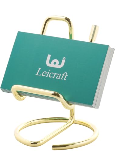 Leicraft Business Card Holder for Desk, Cute Metal Card Organizers and Office Desk Accessories for Men and Women (Vertical Golden)