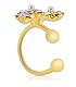 Bungsa Goldener Ohr Cuff Blume mit Zirkonia Kristall Stein Ohrstecker (Fake Piercing Ohrring Ohrstecker Ohrklemme Brass) (Ohrstecker Ohrringe Ohrhänger Creolen Ohrschmuck Ohrklemmen Damen Frauen)